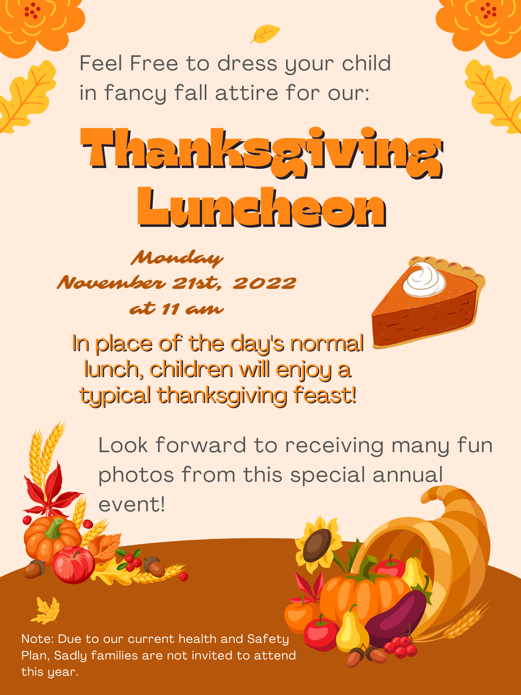 Orange and Brown Illustrated Thanks Giving Potluck Dinner Poster