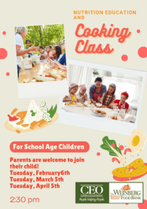 Cooking Class and Nutrition Education for School Age Children